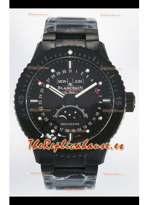 Reloj Blancpain Bathyscaphe Superclone con Caja de Cerámica y Dial Negro.