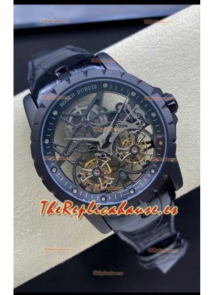 Roger Dubuis Excalibur Doble Tourbillon Reloj Réplica Suizo a Espejo 1:1 Revestimiento DLC