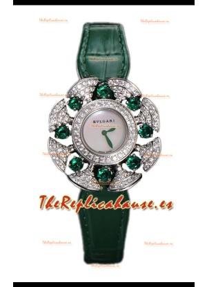 Bvlgari Divas's Edición Dream Reloj en Caja de Acero - Bisel pavimentado Diamantes Réplica Suiza