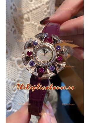 Reloj Bvlgari Edición Divas's Dream en Caja Oro Rosado - Bisel Pavimentado en Diamantes Réplica Suiza