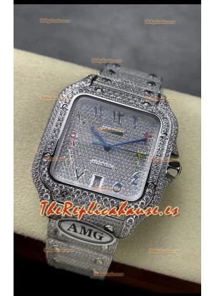 Cartier "Santos De Cartier" Acero 904L Diamantes Dial Árabe Répilca a Espejo 1:1 - 40MM - Diamantes Genuinos