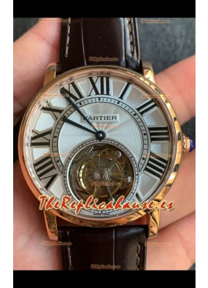 Rotonde De Cartier Flying Tourbillon Reloj Réplica Suizo en Oro Amarillo Reloj Super Clone