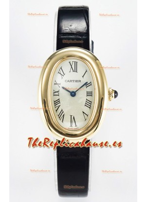 Cartier Baignoire Oro Amarillo Reloj Réplica Suizo Super Clone 1:1 Correa Negra
