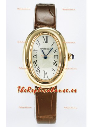Cartier Baignoire Oro Amarillo Reloj Réplica Suizo Super Clone 1:1 Correa Marrón
