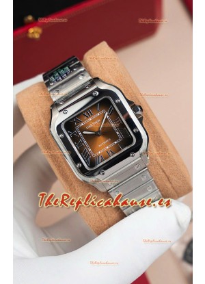 Cartier Santos De Cartier Acero 904L Dial Marrón Reloj Réplica Espejo 1:1 - 35MM Acero Inoxidable