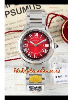 Cartier Ronde Must 29MM Cuarzo Suizo Dial Rojo Reloj Réplica Suizo Espejo 1:1  