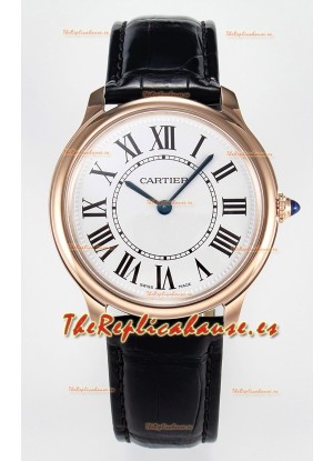Ronde Louis Cartier Super Clone 36MM Reloj Oro Rosado en Movimiento de Cuarzo Suizo