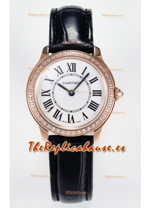 Ronde Louis Cartier Super Clone 29MM Reloj Oro Rosado en Movimiento de Cuarzo Suizo