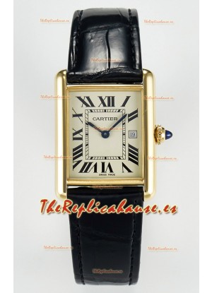 Tank Must Cartier Super Clone Edition 33.7 Reloj en Caja Oro Amarillo