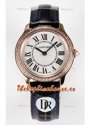Ronde Louis Cartier Super Clone 29MM Reloj Oro Rosado en Movimiento de Cuarzo Suizo