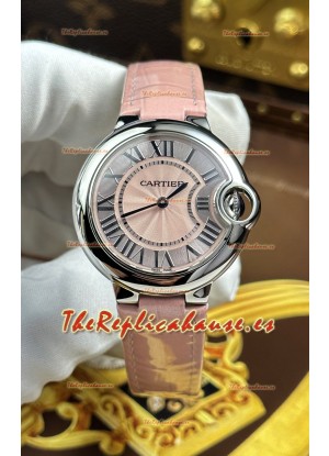 Ballon De Cartier Cuarzo Suizo Calidad Espejo 1:1 33MM en Dial Rosado 