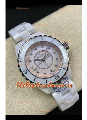 Chanel J12 Ladies Blanco Caja Cerámica Dial Perla Reloj Réplica Espejo 1:1