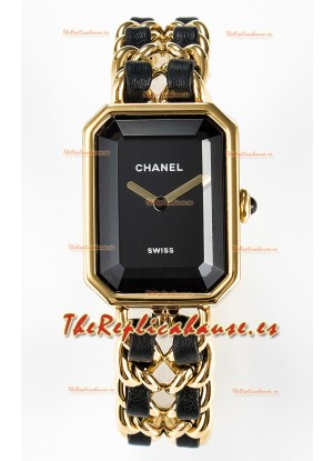 Chanel Premiere Edition Originale Cadenas en Negro y Oro Reloj Cuarzo Suizo