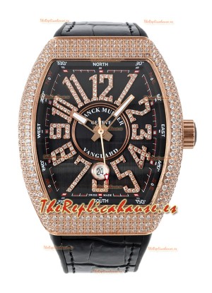 Franck Muller Vanguard V45 Yachting chapado en Oro Rosado - Dial Negro