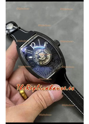 Franck Muller Curvex Grand Central Tourbillon Caja Carbono Negro Reloj Réplica Espejo 1:1 