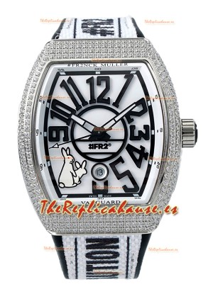 Franck Muller "Fr2nck" Vanguard Rabbit Edition Reloj Réplica Suiza Bisel Diamantes