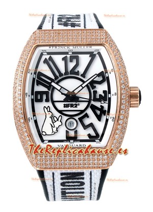 Franck Muller "Fr2nck" Vanguard Rabbit Edition Reloj Réplica Suiza en Oro Rosado Diamantes
