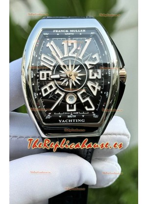 Franck Muller Super Clone Vanguard V45 Yachting Reloj Acero Inoxidable Dial Negro