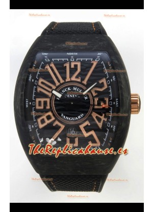 Franck Muller Super Clone Vanguard V45 Racing Carbono con Correa de Nylon