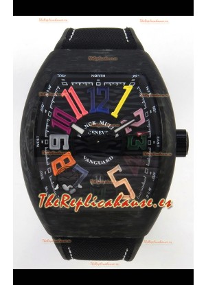Franck Muller Super Clone Vanguard V45 Racing Carbono con Correa de Nylon