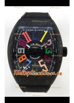 Franck Muller Super Clone Vanguard V45 Racing Carbono con Correa de Nylon