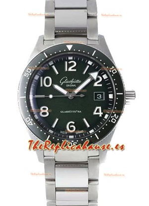 Glashütte SeaQ Edición Divers Superclone 1:1 Reloj Réplica Suiza Dial Verde 