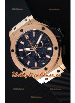 Hublot Big Bang Reloj Réplica Suizo Dial en Carbon Caja en Oro Rosado  - Réplica a Espejo 1:1