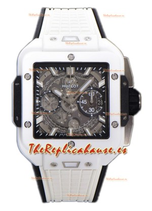 Hublot Square Bang Unico Reloj Caja Cerámica Blanca Chronógrafo Réplica Espejo 1:1