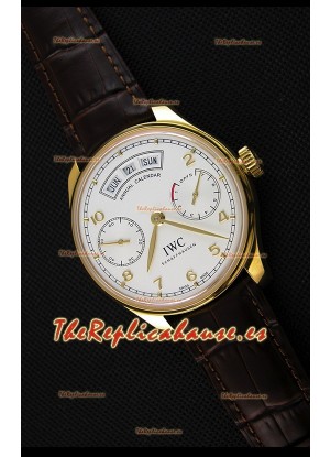 IWC Portugieser Annual Calender Dial Blanco Oro Amarillo IW503502 Réplica a Espejo 1:1 