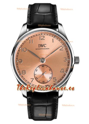 IWC Portugieser Automático 40 IW358313 Dial Rosado Acero Inoxidable Reloj Réplica Espejo 1:1  