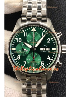 IWC Pilot Chronograph Edition Dial Verde en Caja Acero 904L Reloj Réplica Espejo 1:1