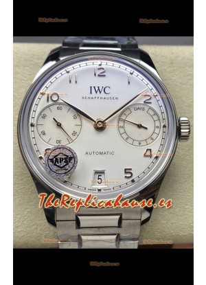 IWC Super Clone Portugieser Reloj Réplica Suizo Espejo 1:1 Dial Blanco Reloj Caja Acero