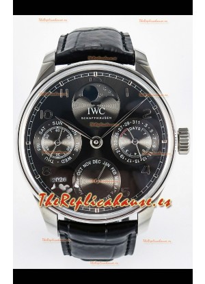 IWC Super Clone Portuguese Perpetual Calendar Caja Acero Dial Blanco Reloj Réplica