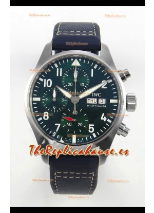 IWC Super Clone Pilot Cronógrafo Edition Dial Verde Leather Reloj Réplica Suizo