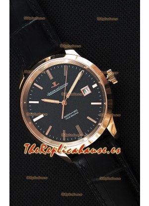 Jaeger LeCoultre Geophysic True Second Reloj Réplica Suizo en Oro Rosado Dial en color Negro