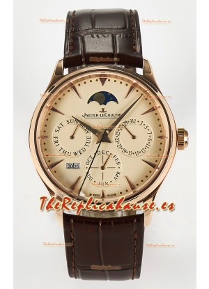 Jaeger LeCoultre Super Clone Master Ultra-Thin Calendario Perpetuo Reloj Dial Crema