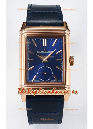 Jaeger-LeCoultre Reverso Super Clone DuoFace Azul/Blanco Réplica Oro Rosado