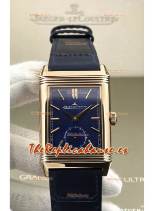 Jaeger-LeCoultre Reverso DuoFace Reloj Caja Oro Rosado Dial Azul en Movimiento Suizo Automático