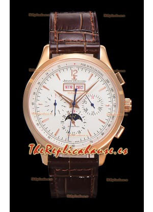 Jaeger LeCoultre Master Control Cronógrafo Calendar Oro Rosado Reloj Réplica Suizo