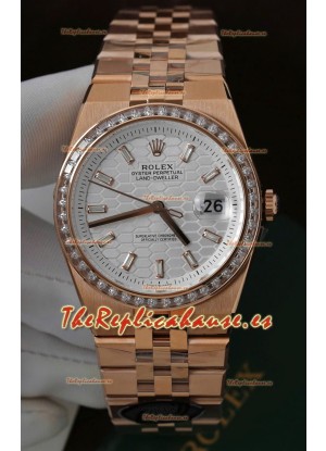 Reloj Réplica Suizo Rolex Land-Dweller 127335 Acero con Diseño de Panal de Abeja Oro Rosado 40MM