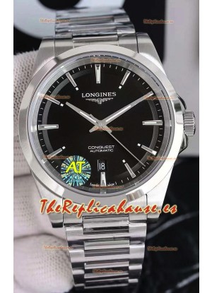 Largoines Conquest Automatic Dial Negro Reloj Automático en Caja Acero