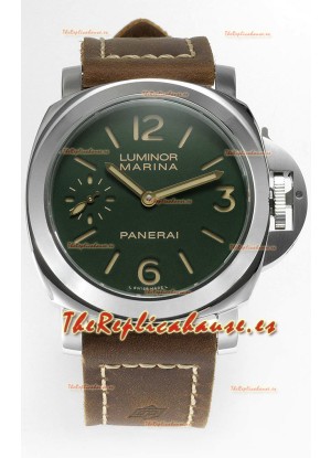 Panerai Luminor Marina 8 Days PAM00911 Dial Verde Calidad Espejo 1:1 - Acero 904L en Correa de Piel