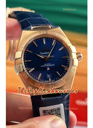 Omega Co-Axial Constellation 39MM Azul Oro Rosado Reloj Réplica Espejo 1:1