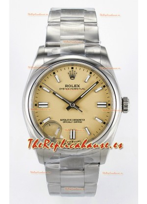Rolex Oyster Perpetual Super Clone REF#126000 36MM Dial Beige Réplica Suiza