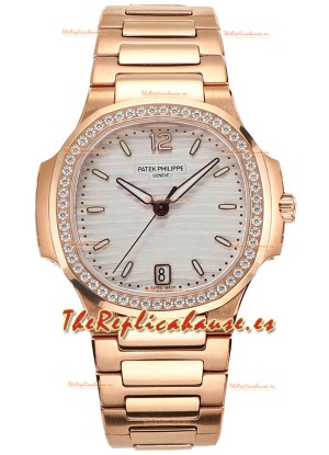 Patek Philippe Nautilus 7118R 35MM 1:1 Oro Rosado Dial Blanco Reloj Réplica Espejo 1:1