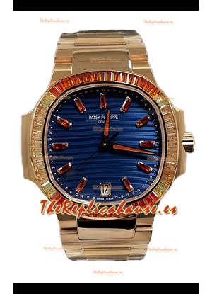 Patek Philippe Nautilus 7118R 35MM 1:1 Caja Oro Rosado Dial Azul Reloj Réplica Espejo 1:1