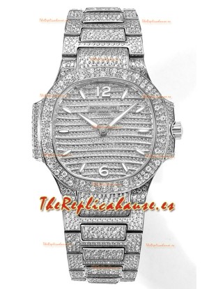 Patek Philippe Nautilus 7118R 35MM 1:1 Reloj Diamantes Pavimentados en Caja de Acero