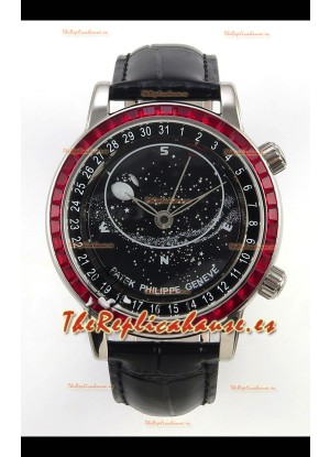 Patek Philippe Grand Complications 6102 Dial Negro Diamantes Rojos Reloj Réplica Suizo