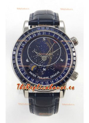 Patek Philippe Grand Complications 6102 Dial Azul Diamantes Azules Reloj Réplica Suizo