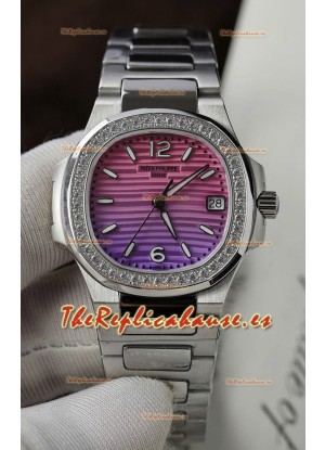Patek Philippe 7010R Reloj Réplica Cuarto Suizo Gradient Purple y Dial Rosado